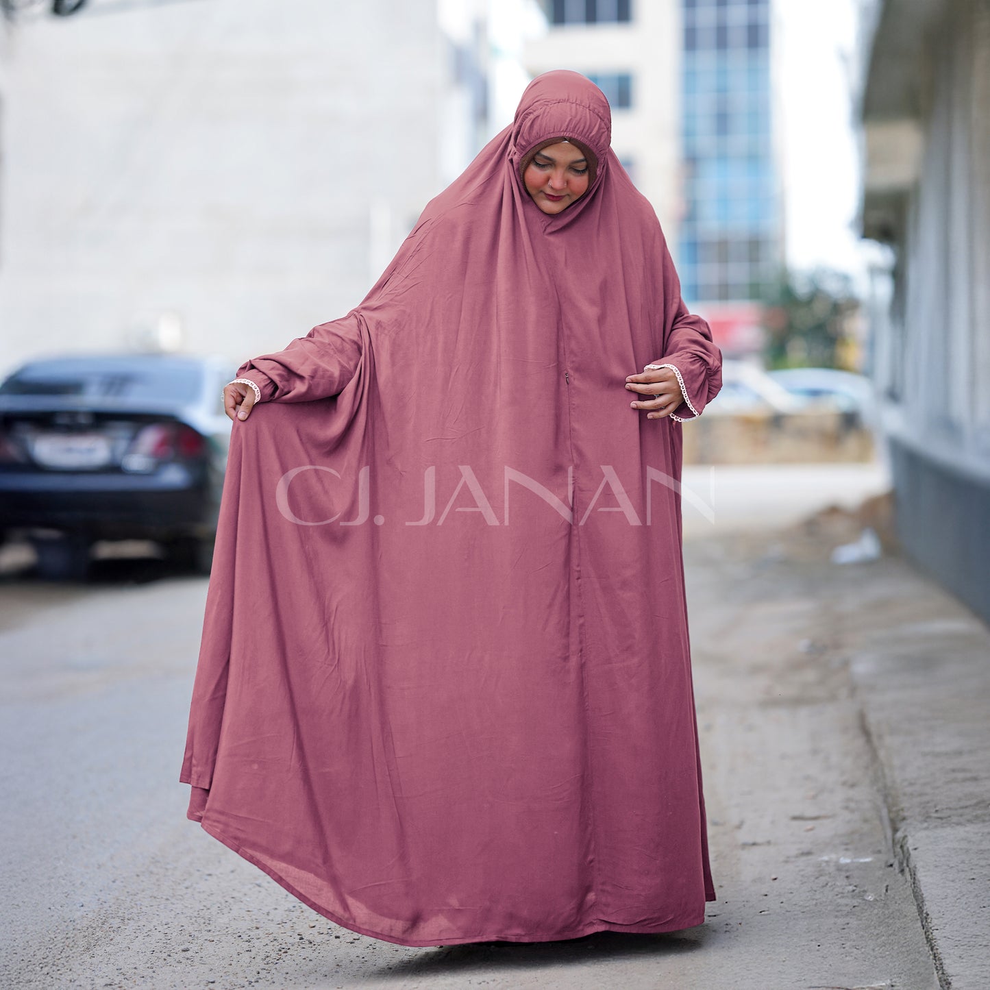 Haramain Namaz Chaddar With Front Zip (Soft Pink)