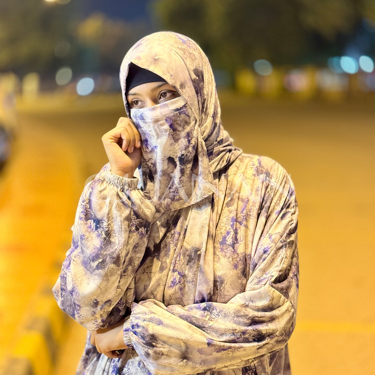 Omani Abaya Al Raha - Reem (Lavender Marble)