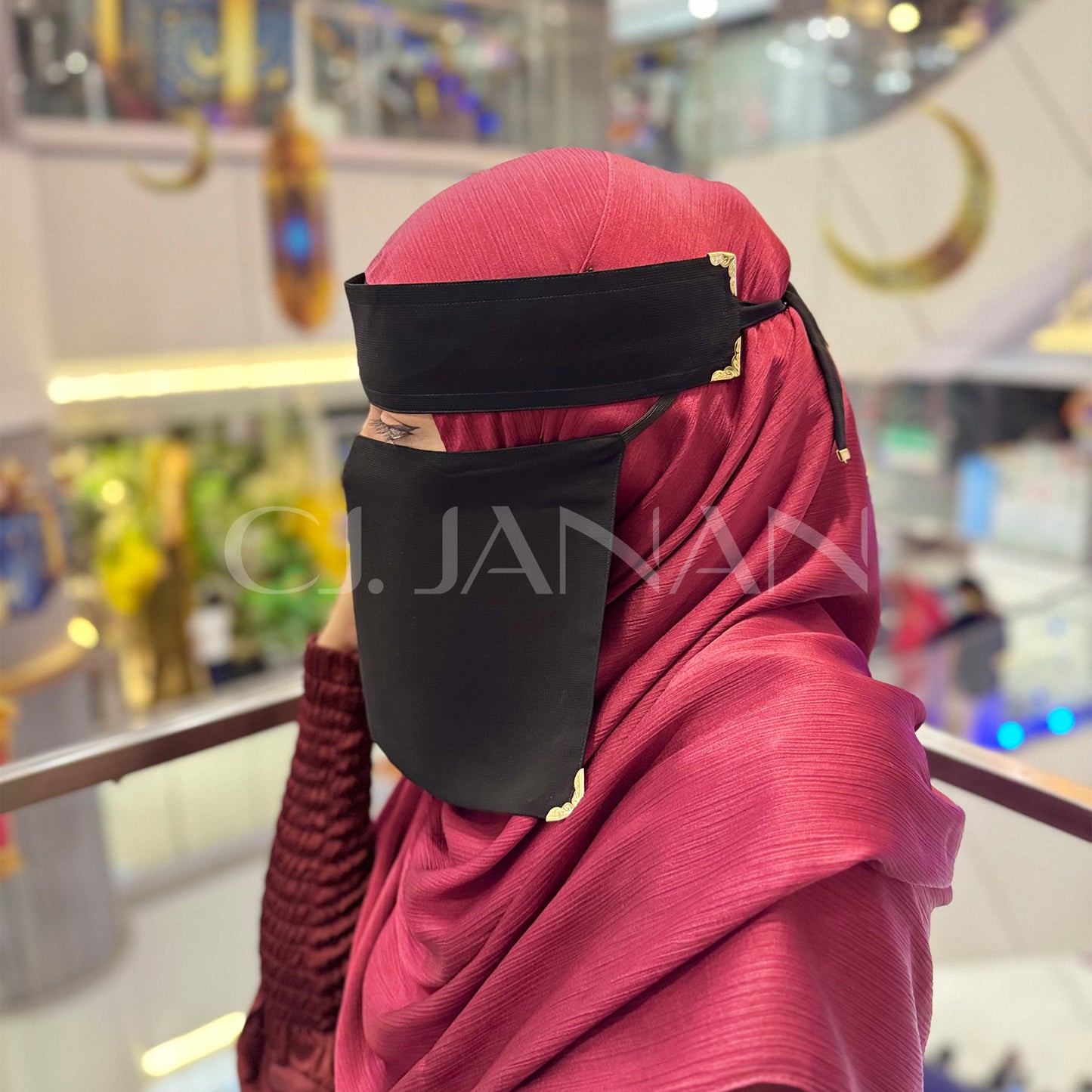 Original Saudi Niqab With 6 Sides Odd Clips – 7 Inch