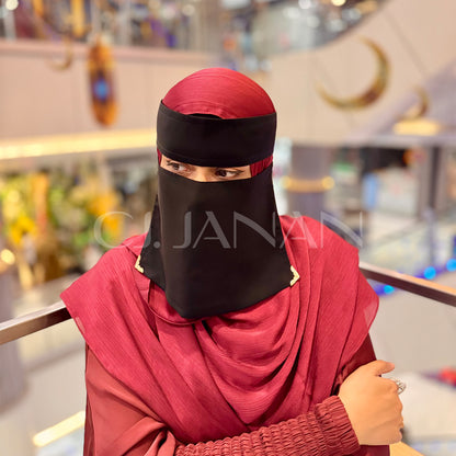 Original Saudi Niqab With 6 Sides Odd Clips – 7 Inch