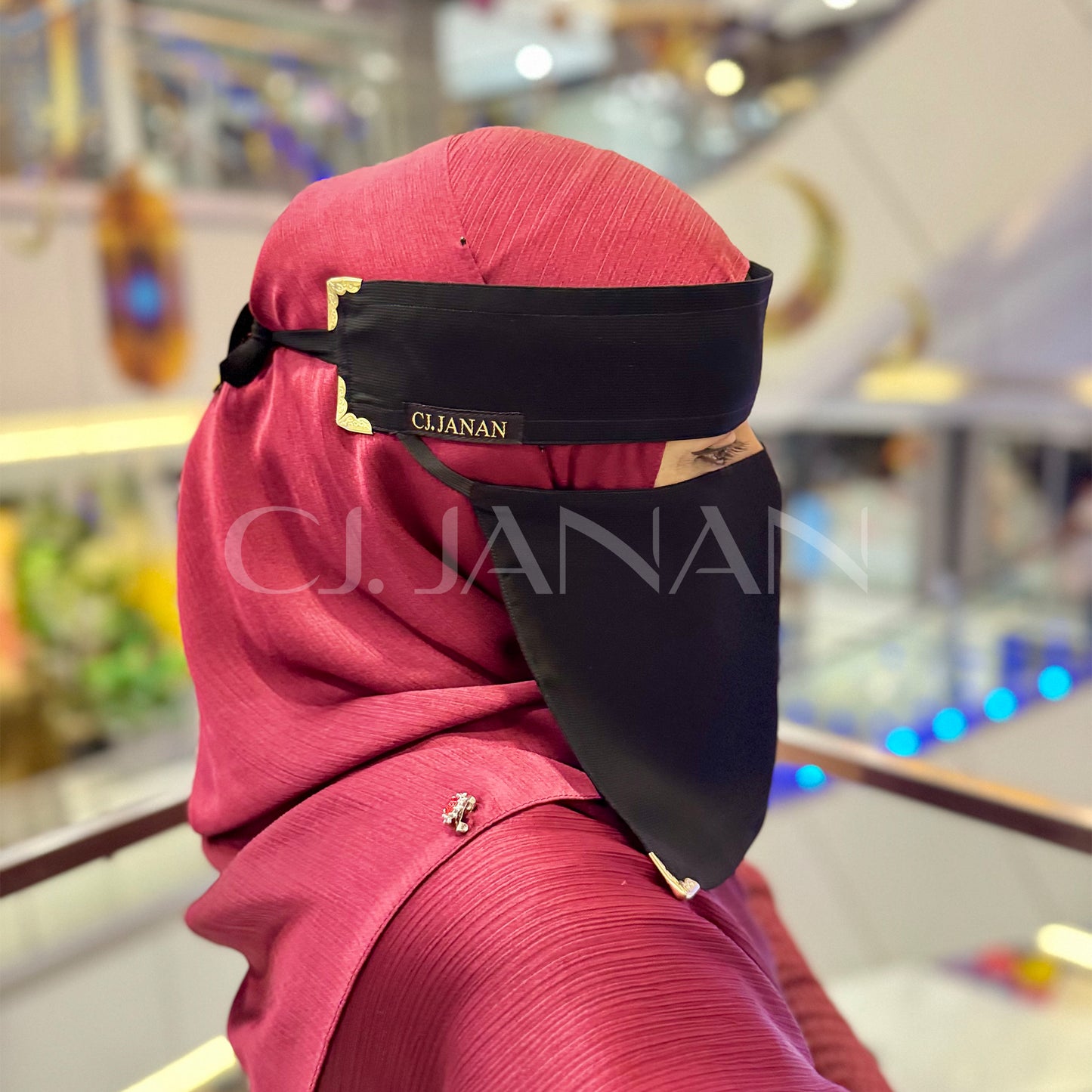 Original Saudi Niqab With 6 Sides Odd Clips – 7 Inch