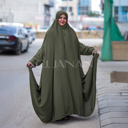 Haramain Namaz Chaddar With Front Zip (Olive Green)