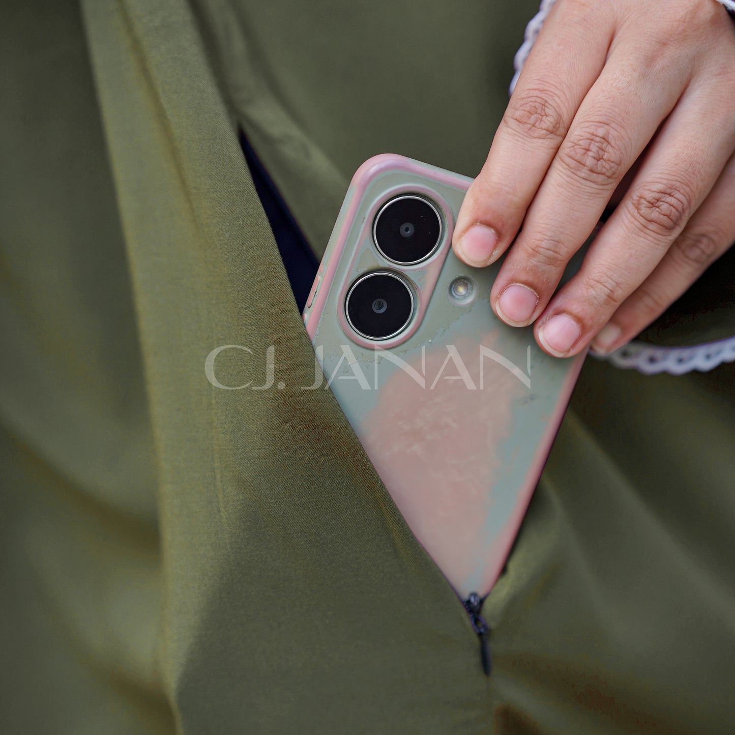 Haramain Namaz Chaddar With Front Zip (Olive Green)