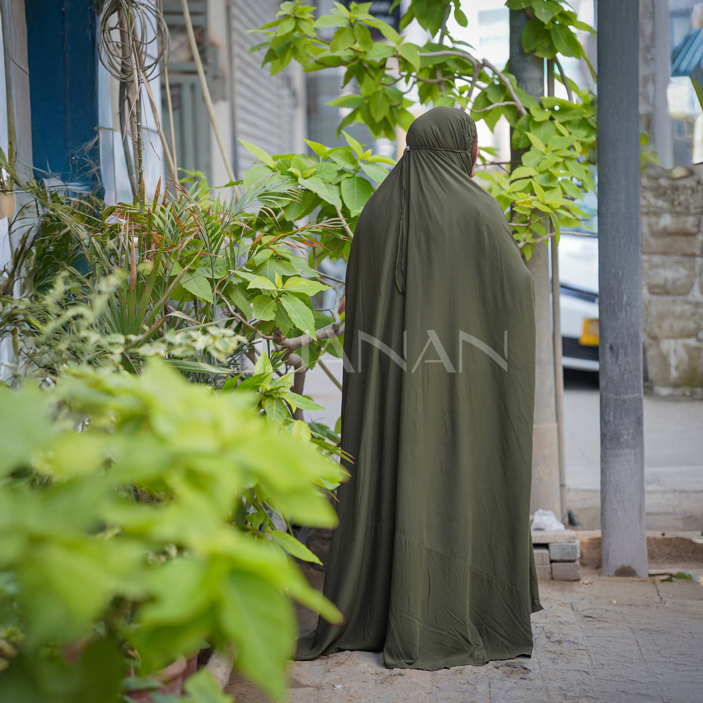 Haramain Namaz Chaddar With Front Zip (Olive Green)