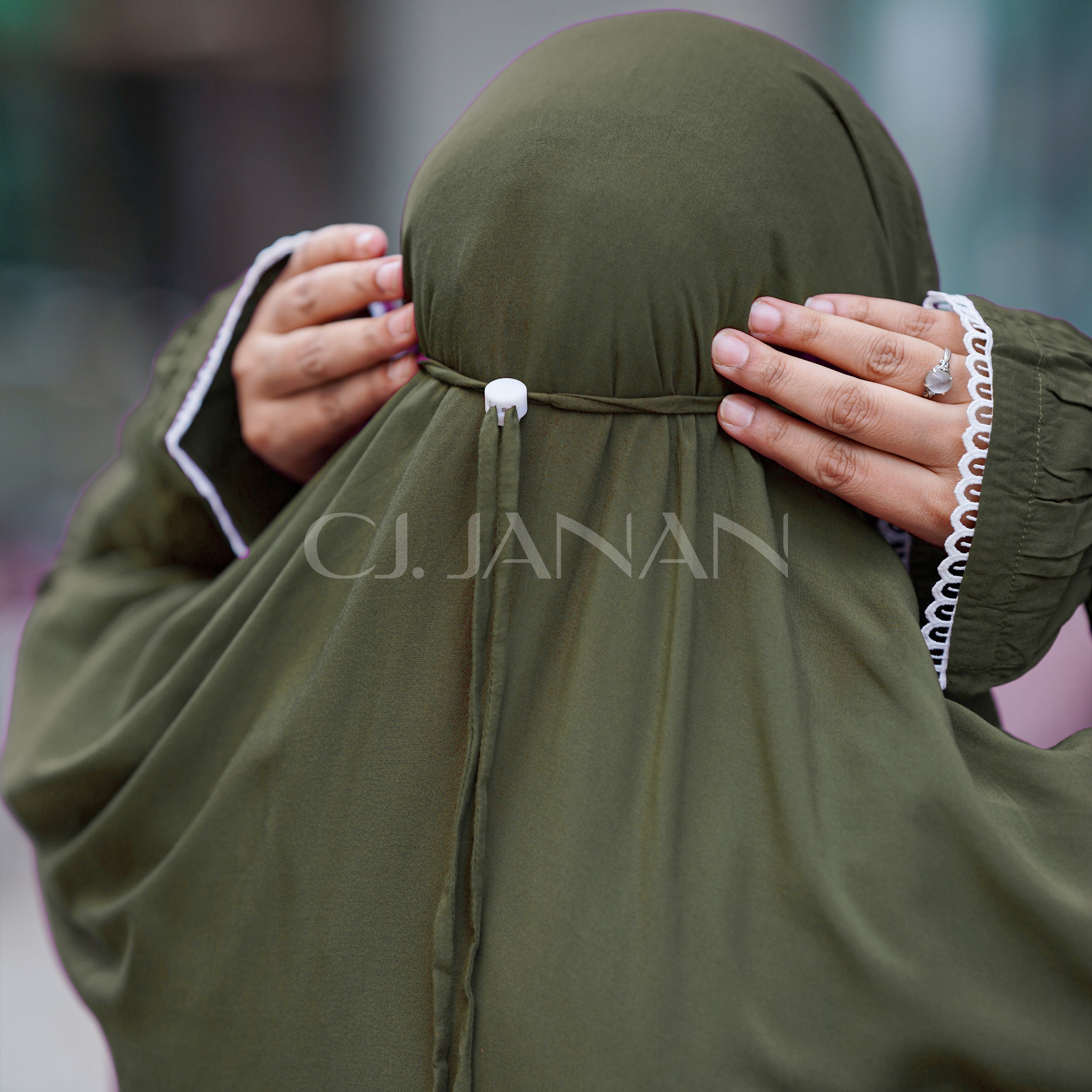 namaz さま Haramain Namaz Chaddar With Front Zip (Olive Green) – CJ Janan Store