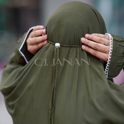 Haramain Namaz Chaddar With Front Zip (Olive Green)