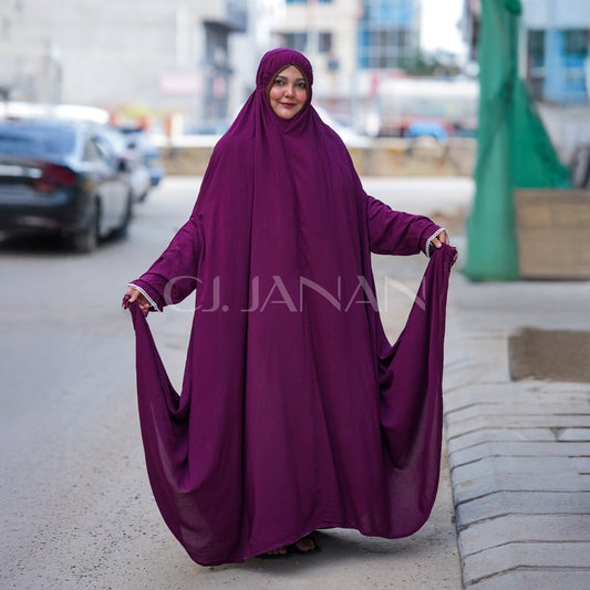 Haramain Namaz Chaddar With Front Zip (Deep Plum Purple)