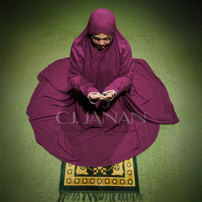 Haramain Namaz Chaddar With Front Zip (Deep Plum Purple)