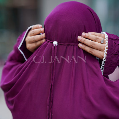 Haramain Namaz Chaddar With Front Zip (Deep Plum Purple)