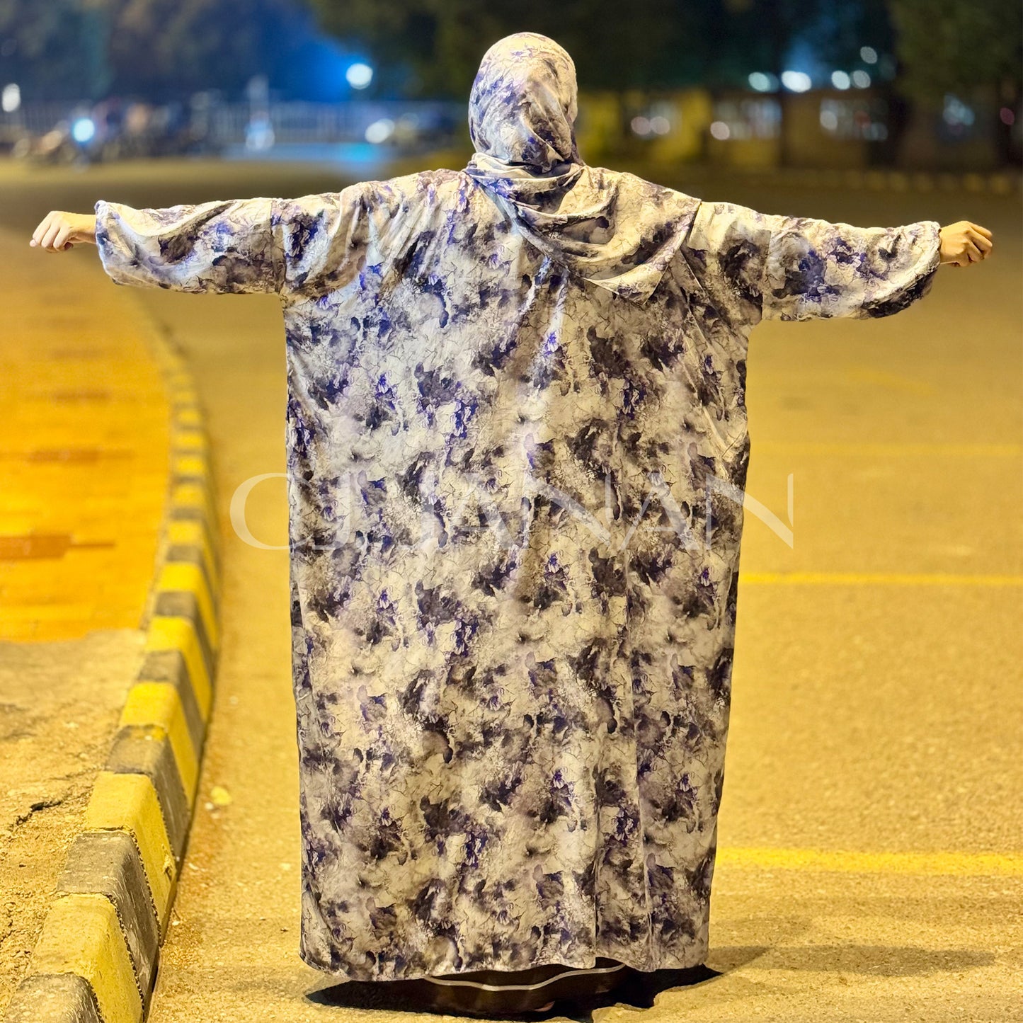 Omani Abaya Al Raha - Reem (Lavender Marble)