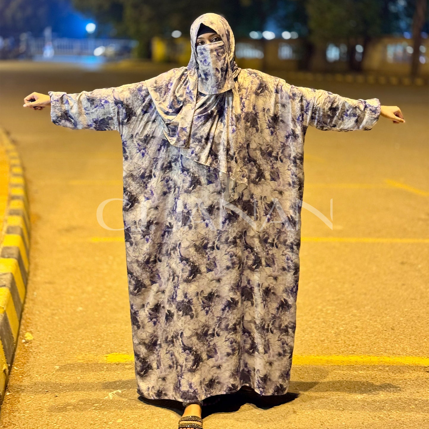 Omani Abaya Al Raha - Reem (Lavender Marble)