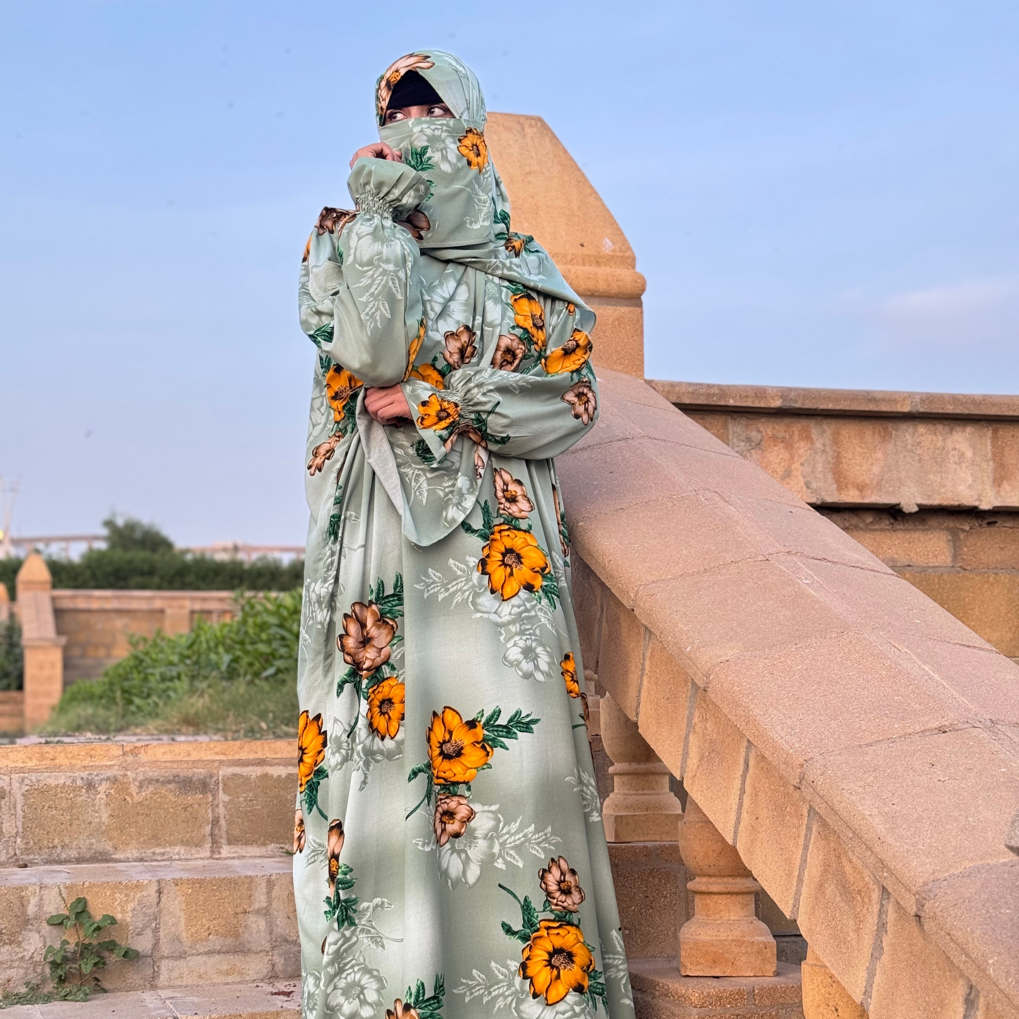 Omani Abaya Al Raha – Rawdah (Mint Green)