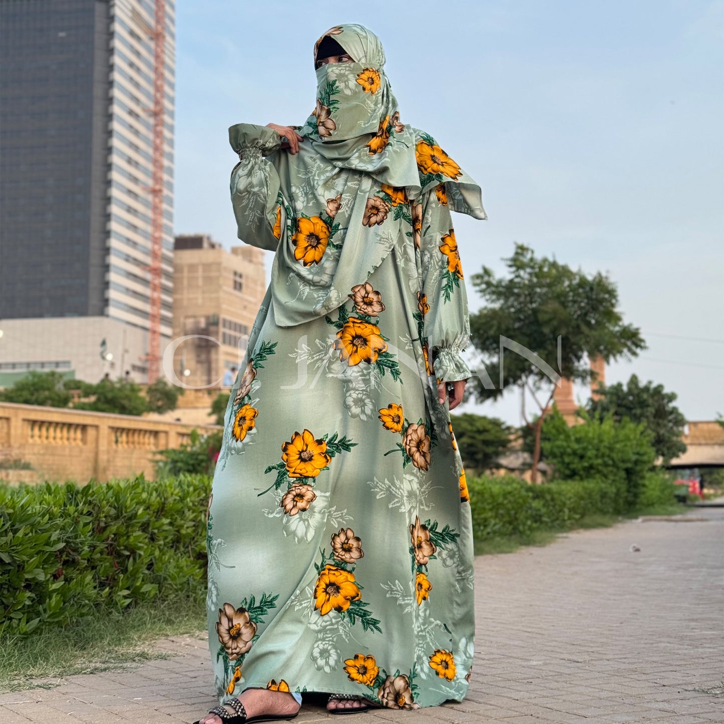 Omani Abaya Al Raha – Rawdah (Mint Green)