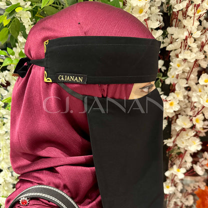 Original Long Saudi Niqab With 6 Sides Twinkle Clips – 10 Inch