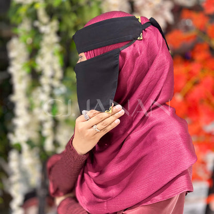 Original Saudi Niqab With 6 Sides Twinkle Clips – 7 Inch