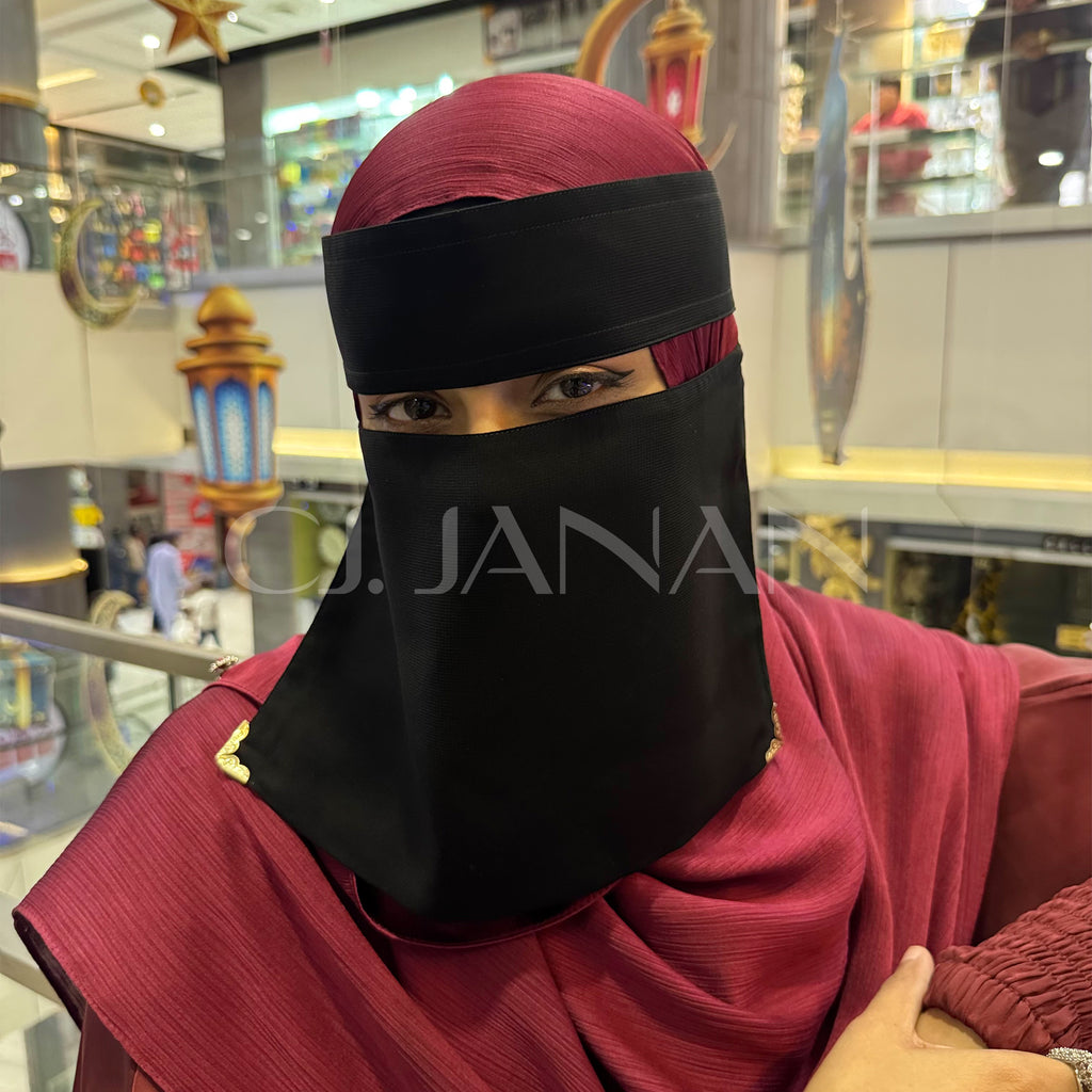 Original Saudi Niqab With 2 Sides Odd Clips - 10 Inch