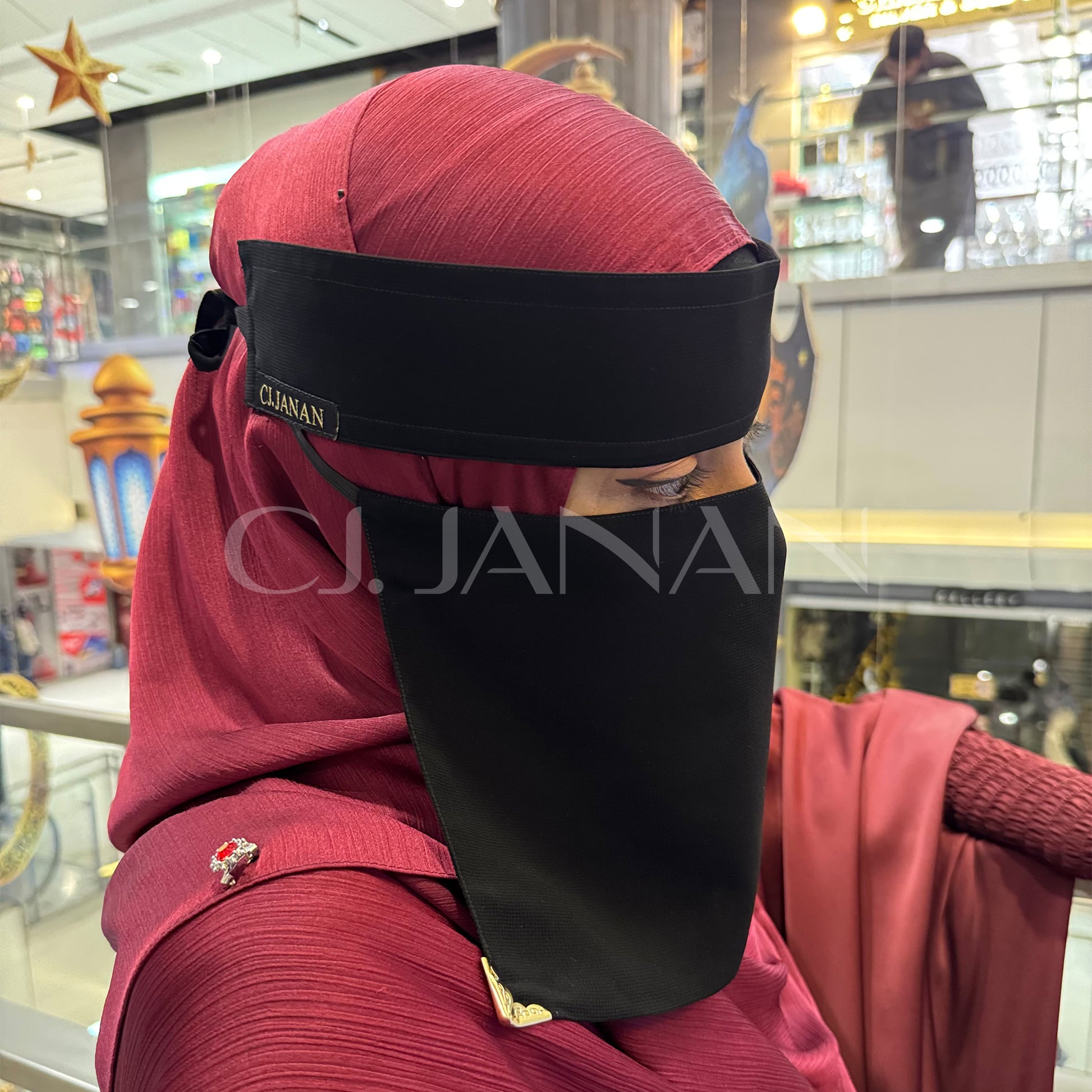 Original Saudi Niqab With 2 Sides Odd Clips - 10 Inch